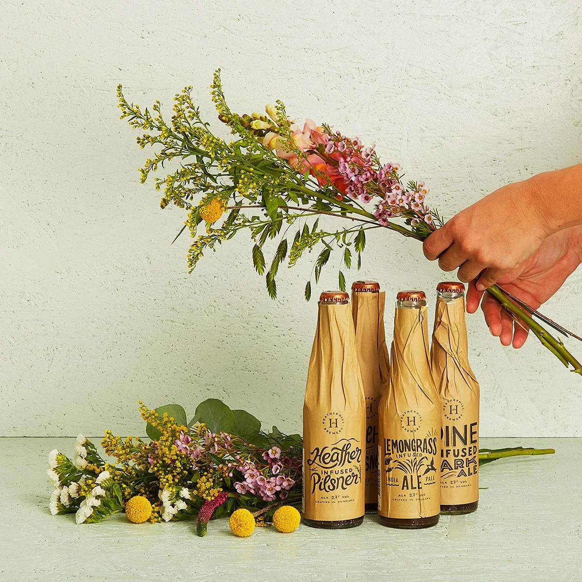 Floristens kreative buket (høj) med Heatherhill
